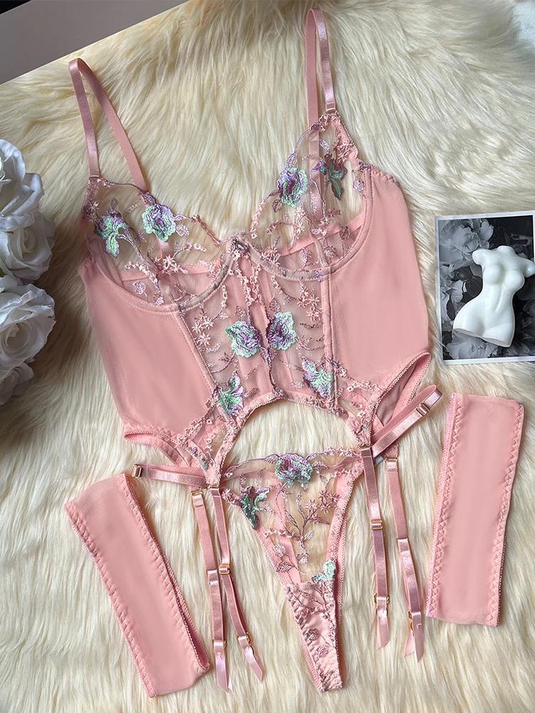 Sexy Lingerie Female Hot Naughty Open Anal Lace Patchwork Mesh See-through Garters Underwear Erotic BDSM Suspender Jumpsuit