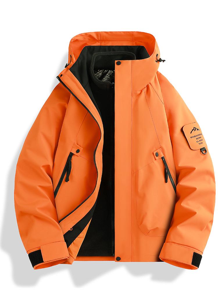 Skijacke Set: Schwarz-Gold-Fleece Warme Innenlage mit 75D Doppelwarp-Schuss, Drei-in-Eins-Design für Paare