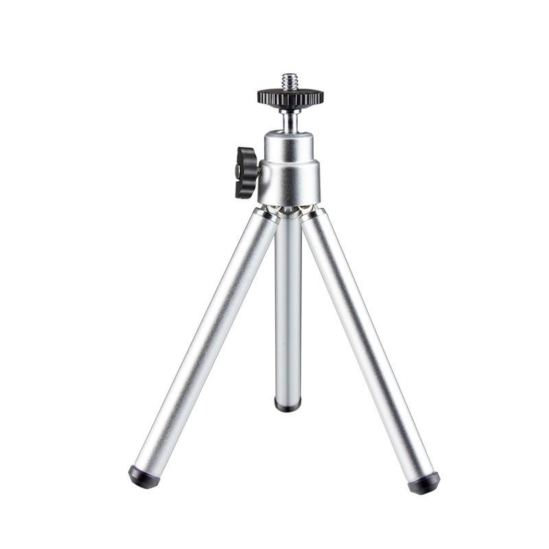 

Телескопічний міні-штатив із срібної мідної трубки: 3-секційна переносна підставка для камери, телефону та прямого ефіру.