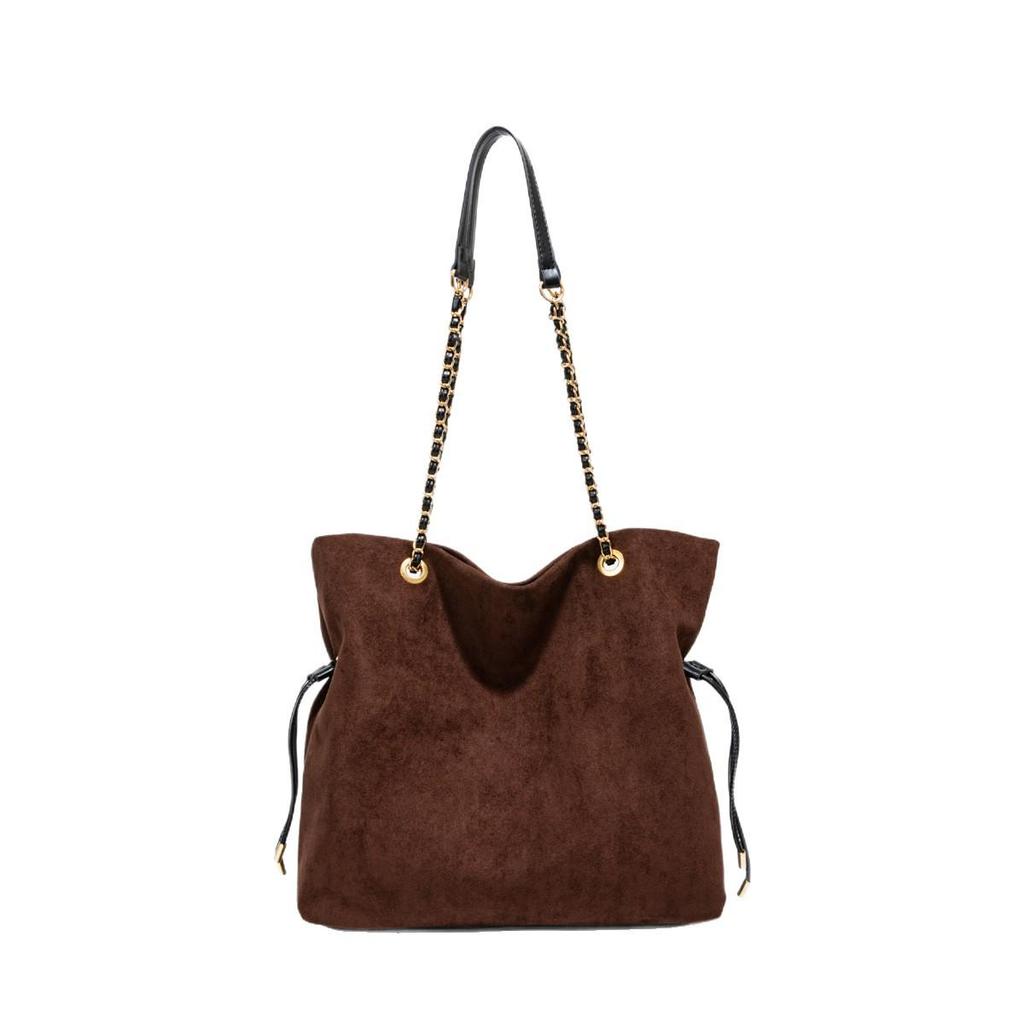 2025 Women's Retro Suede Canvas Large Capacity Tote Chain Shoulder Bag