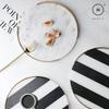 Homlly Round Rectangular Marble tray with Gold Brass Edge