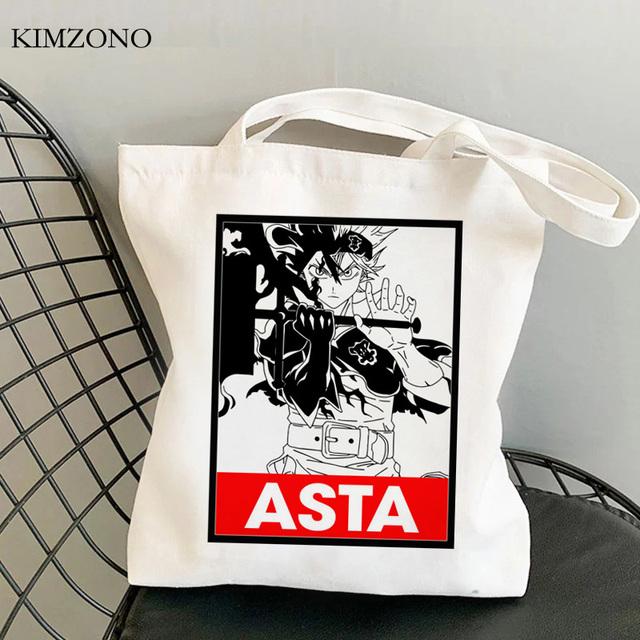 Black Clover shopping bag reusable canvas tote grocery bolsa