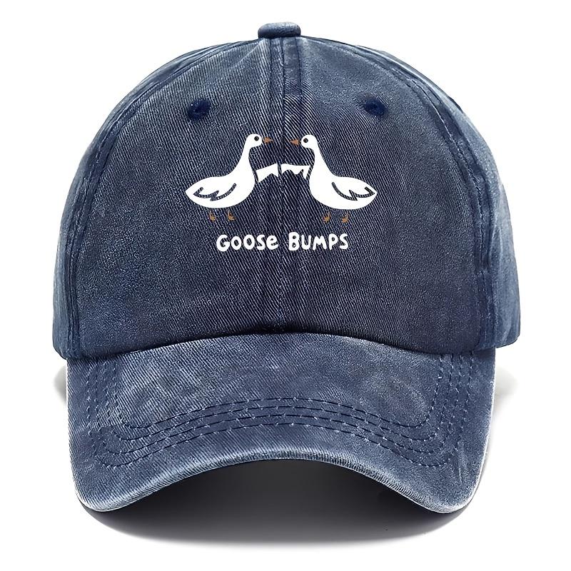 Retro goose print baseball cap with casual dad hat suitable for men's worn-out duck patterned sports hat