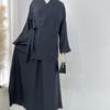 Loriya 2024 Solid Color Casual Lace-Up Dubai Abaya Set (Top & Skirt) LR807