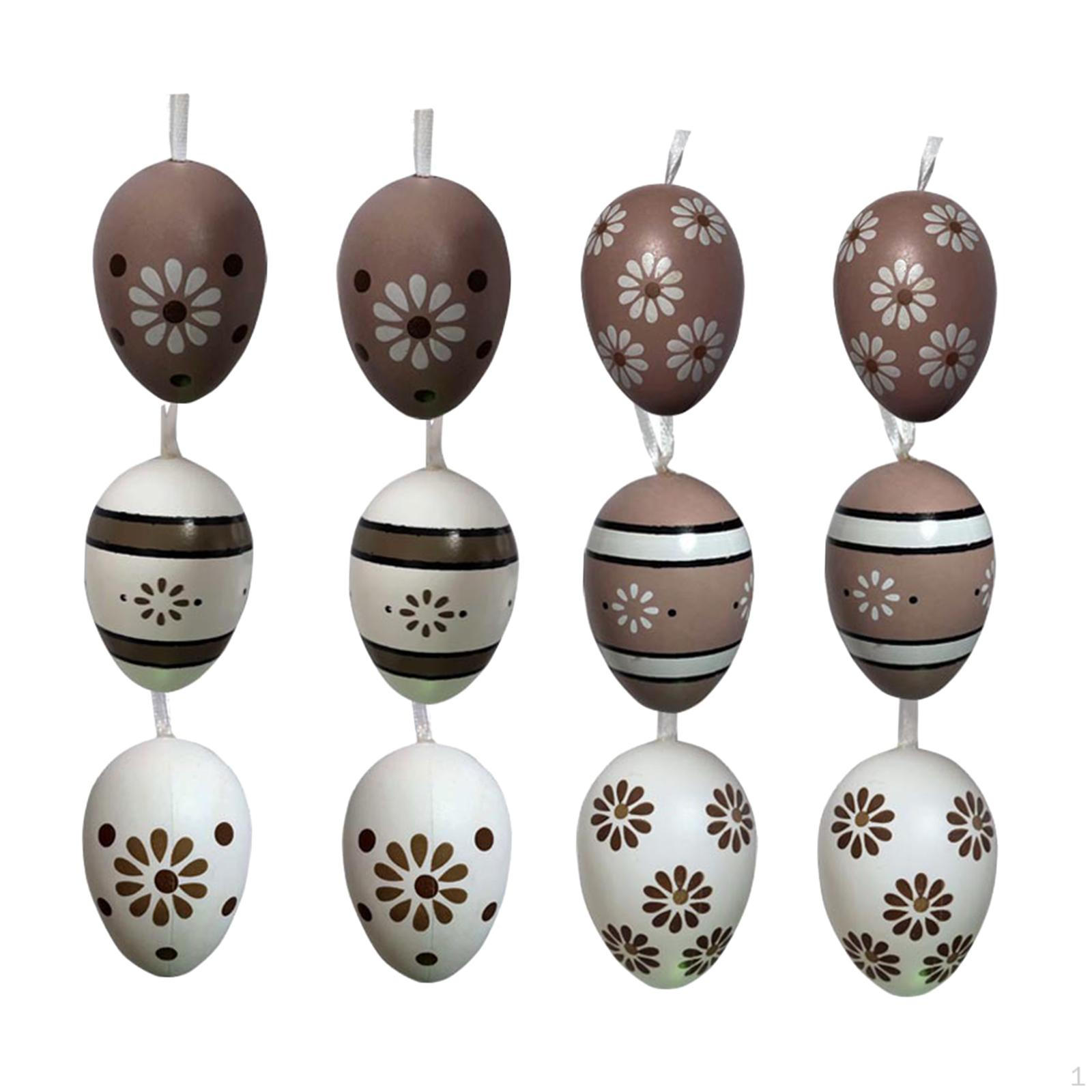 

12x Easter Eggs Decorations Hanging Ornaments with Ropes Pendants for Garden Festival