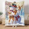Snowman Deer Winter Scene Blanket Soft Throw Blanket For Home Bedroom Bed Sofa Travel Office Solid Christmas Blanket