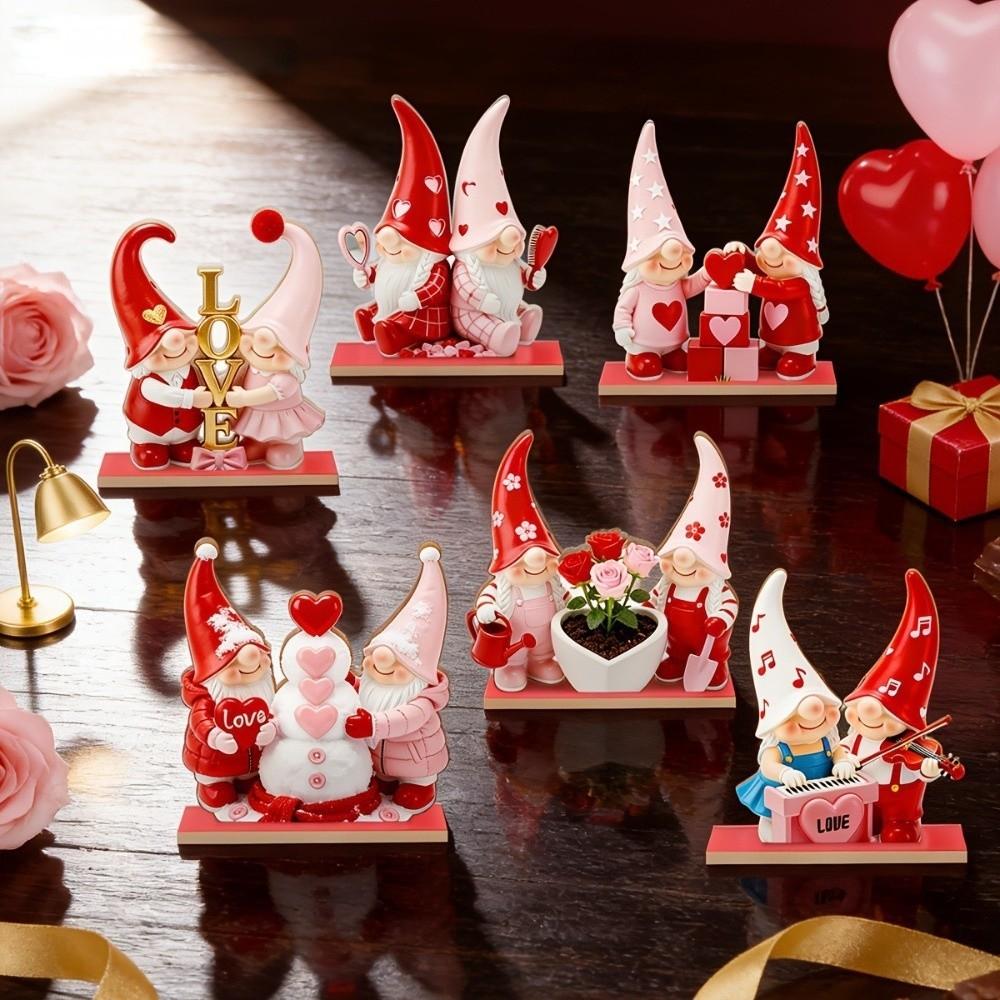 5D Valentine's Day Elf Ornament Wooden Valentine's Day Decoration Dwarf Elf Ornament  Home Decor