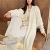 Mink Velvet Knee-Length Sweater Cardigan for Women - Autumn Winter Loose Knit Style