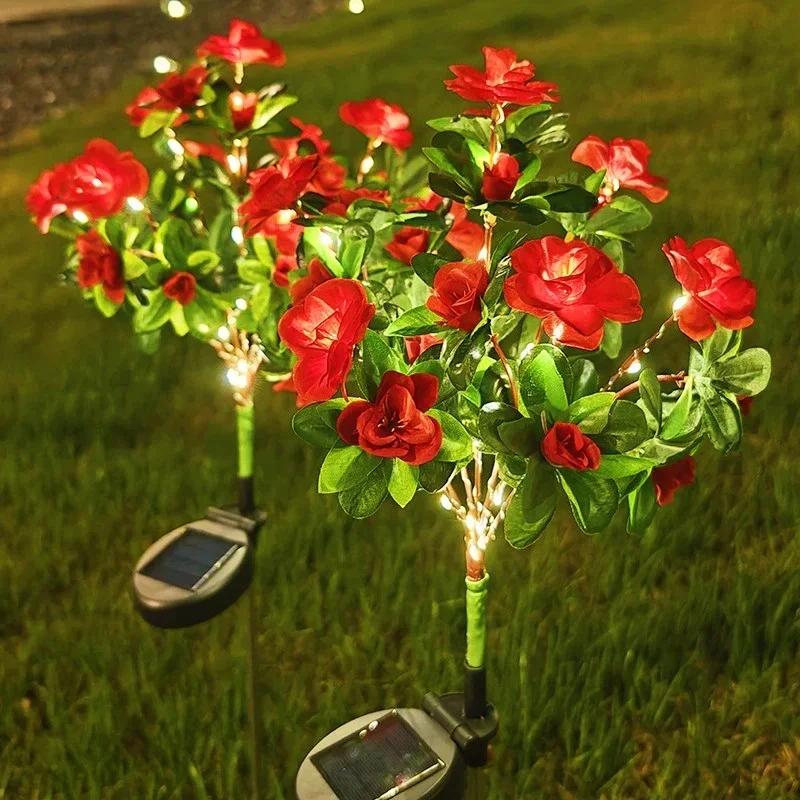 Outdoor Solar Garden Lights Rhododendron Solar Flower Lights for Garden Yard Lawn Outdoor Solar Garden Lawn Light Garden Decor