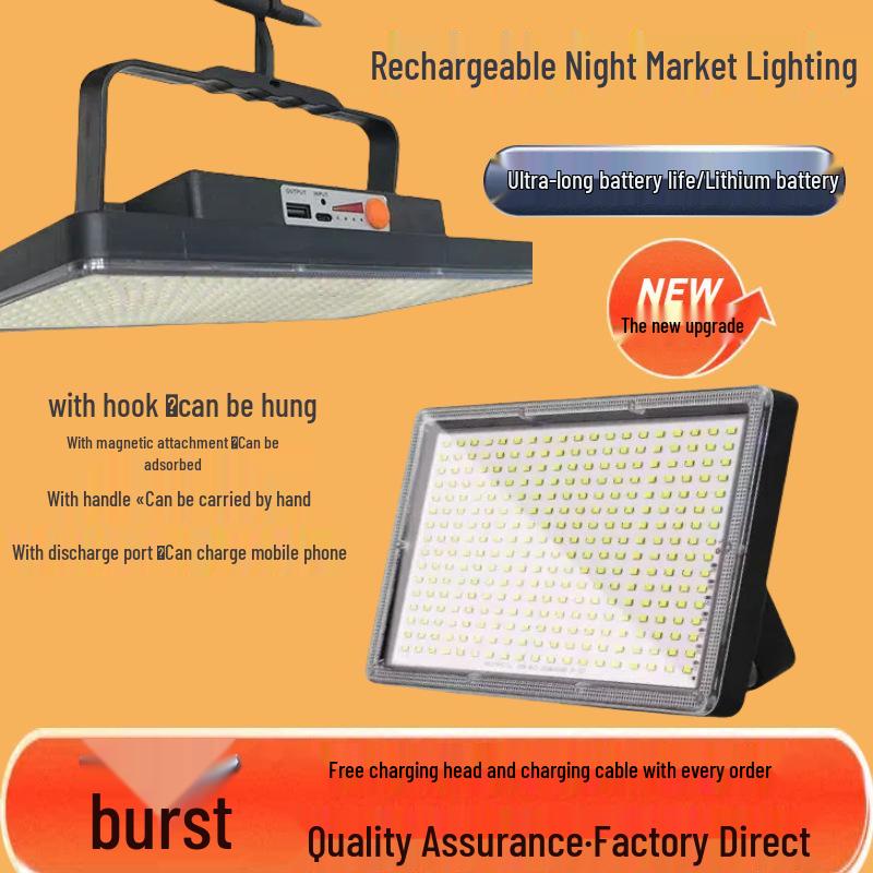 Rechargeable LED Stall & Outdoor Emergency Light with Strong Beam and Bracket