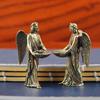Messing Symmetrisch Spiegel Europees Engel Ornament Beeld Sculptuur Beschermengel Vleugels