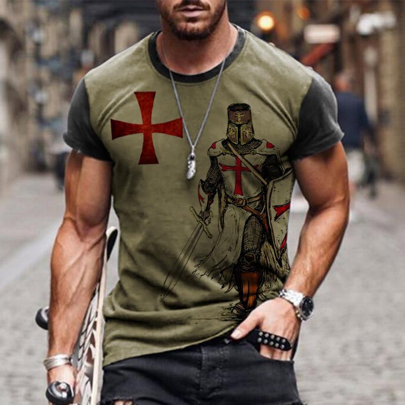 Street Knight 3D Printed Men's Casual Loose Sports Style Round Neck Short Sleeve T-shirt