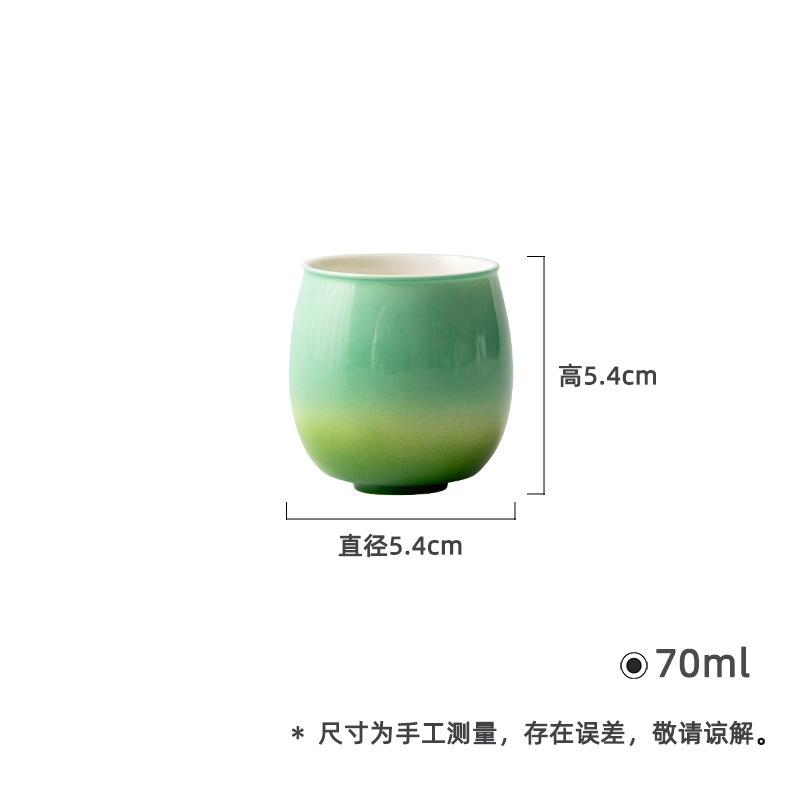 

2pc/lot Gradient Ramp Emerald Green Egg Thin Tire Teacup Boutique Tea Bowl Mug Tea-tasting Smelling Cup Jianzhan Master Cup 70ml