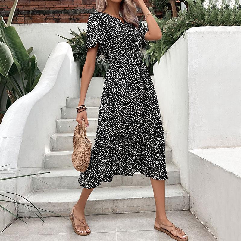 Neues dünnes Sommerkleid für Damen mit schmaler Passform und Aufdruck