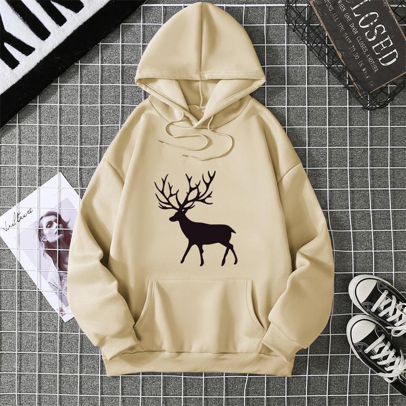 Warm Fleece Sweatshirt Nine-Color Deer Series Unisex Printed Sweatshirt Fleece Autumn And Winter Inner And Outer Wear