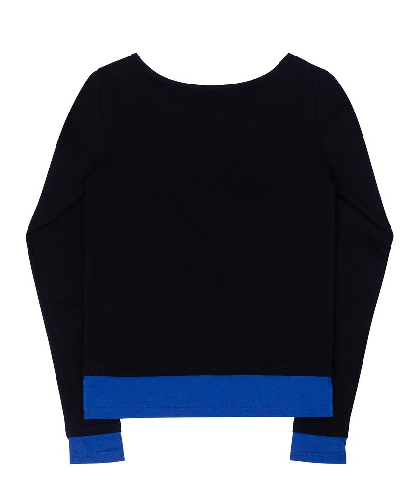SELITIO Color Block Layered Long Sleeve T-Shirt Black