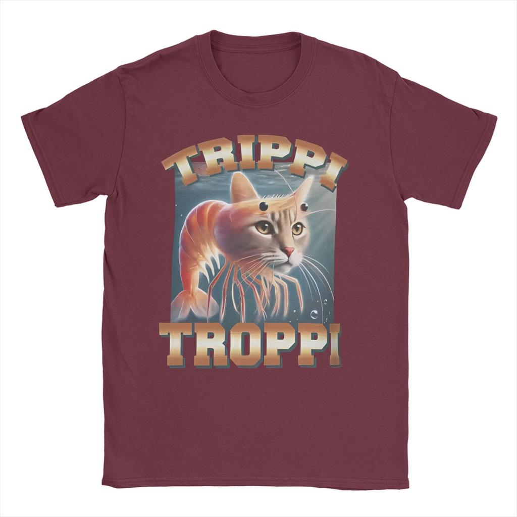 Men's TRIPPI TROPPI T Shirts Italian Brainrot Meme Cotton Clothes Casual Short Sleeve O Neck Tee Shirt