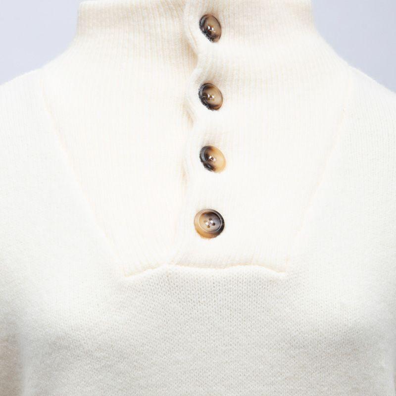 Hania Cream Sweater Dress with Buttoned High Neck Woman DEELUXE 74