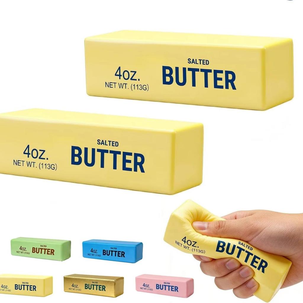 2Pcs Butter Stick Squishy Fidget Toys Elastic Cheese Stick Funny Squeeze Prank Toy Stress Anxiety Relief Game
