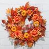 Artificial Maple Leaf Garland With Pumpkin Decor Halloween Door Hanging Party Decoration
