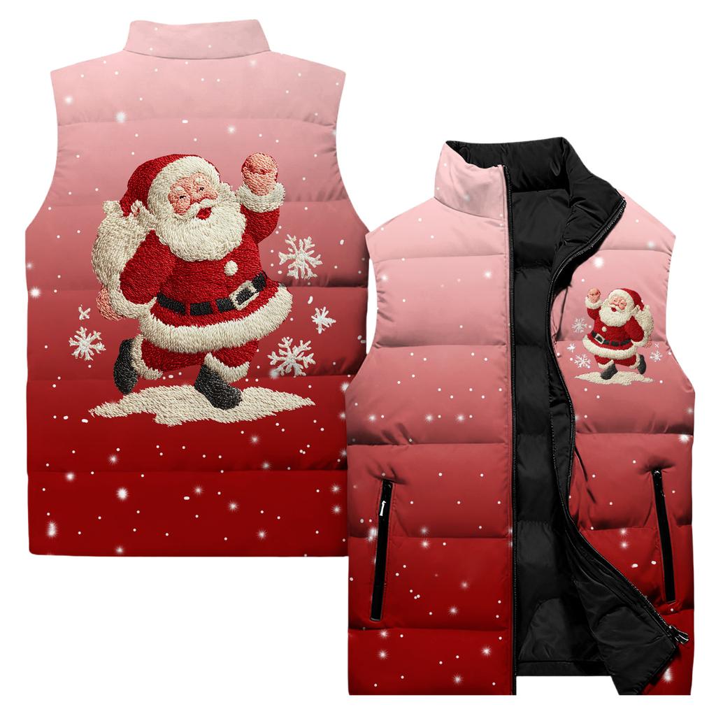 Ladies' Casual And Fashionable Sleeveless Vest Christmas Printed Cotton Jacket