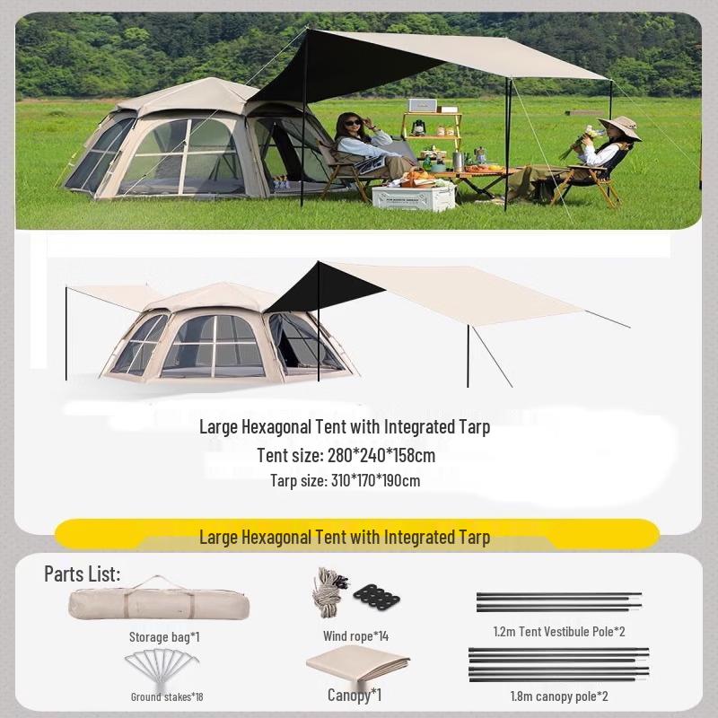 ZISIZ Hexagonal Blackout Quick-Open Camping Tent