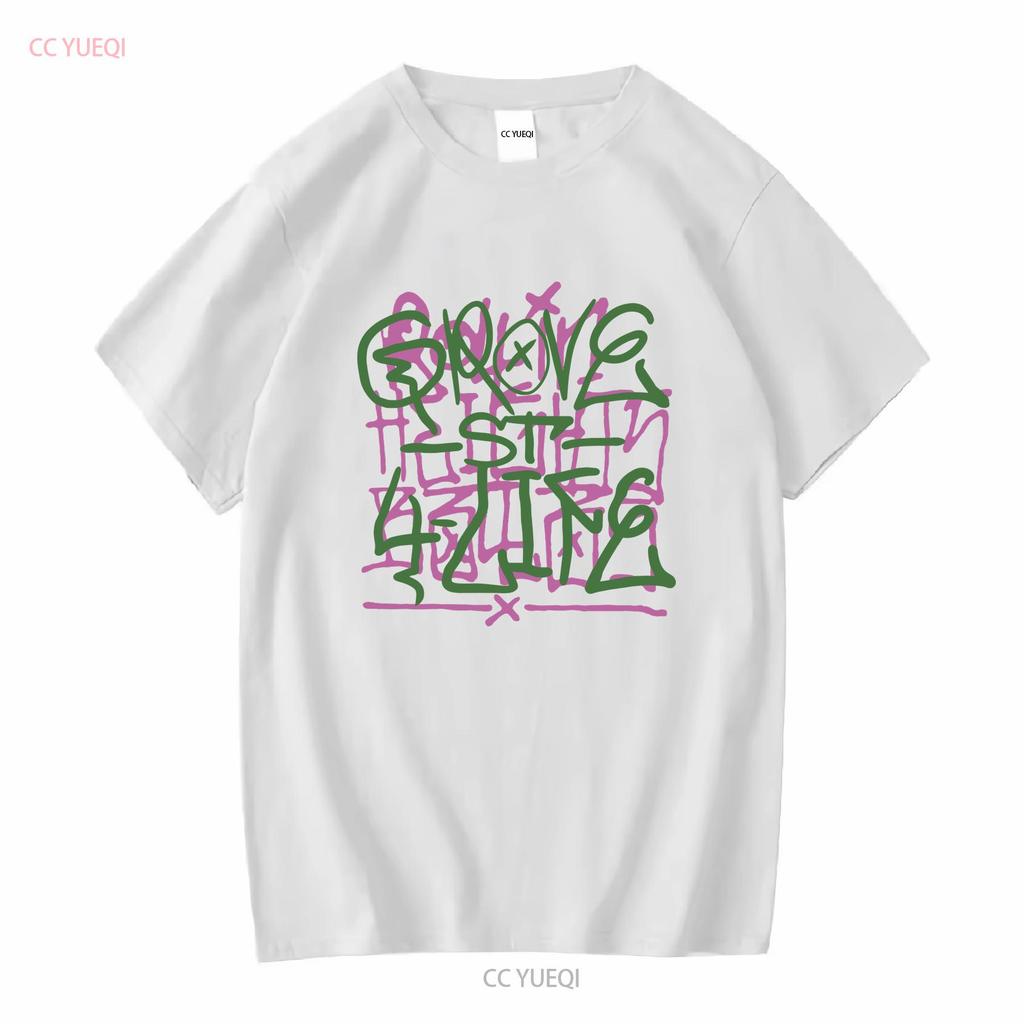 Grove Street Graffiti T-shirt in Cotone Pesante vintage Lavata Traspirante Elasticizzata Casual grafica Leggermente Morbida moda streetwear