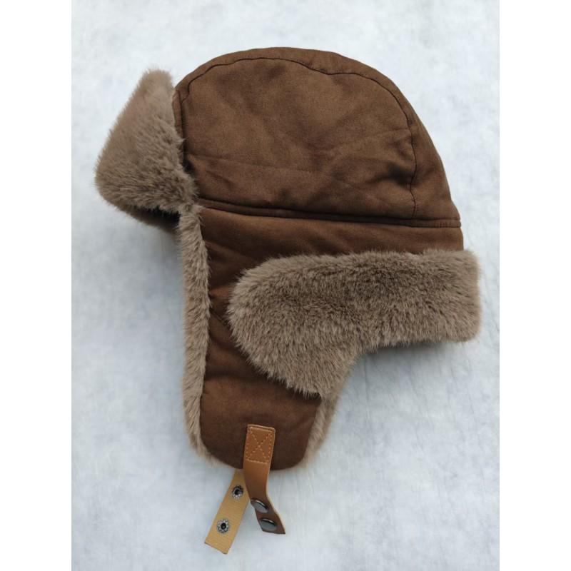 Womens Winter Fleece-Lined Suede Velvet Beanie Hat With Ear Protection Windproof Warm Cycling Skiing