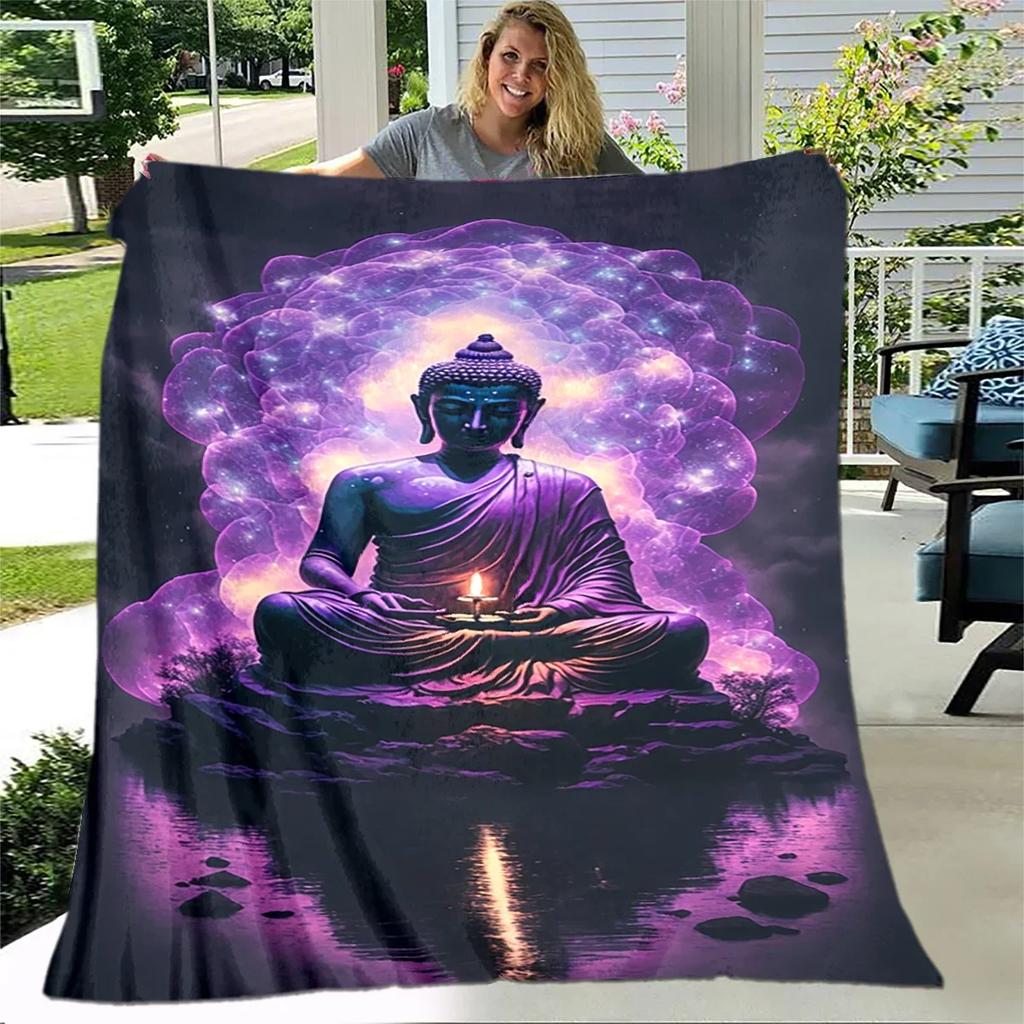 Buddha Sakyamuni Buddhisme Tro Religion Blødt Plys Tæppe, Flanel Tæppe Kastetæppe til Stue Soveværelse Seng Sofa Bed
