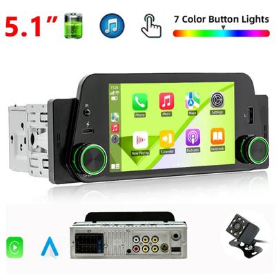 1Din Car Radio Multimedia Player Carplay Android Auto Mirrorlink 5inch Touch Screen Suppport Rear Camera