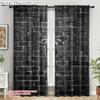 Semi Sheer Plane Printing Curtains Black Brick Versatile Durable Polyester Without Rod Art Deco Festive Perfect Curtain Made Of Washable