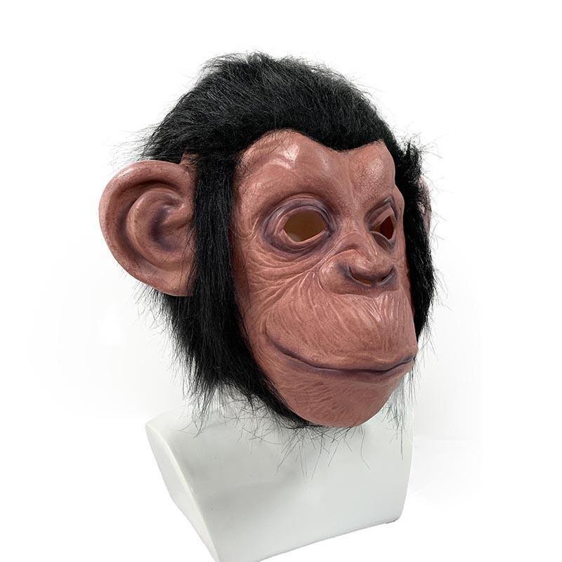 Limited time promotion Full-head latex big-eared monkey mask Plush realistic Halloween performance funny animal headgear