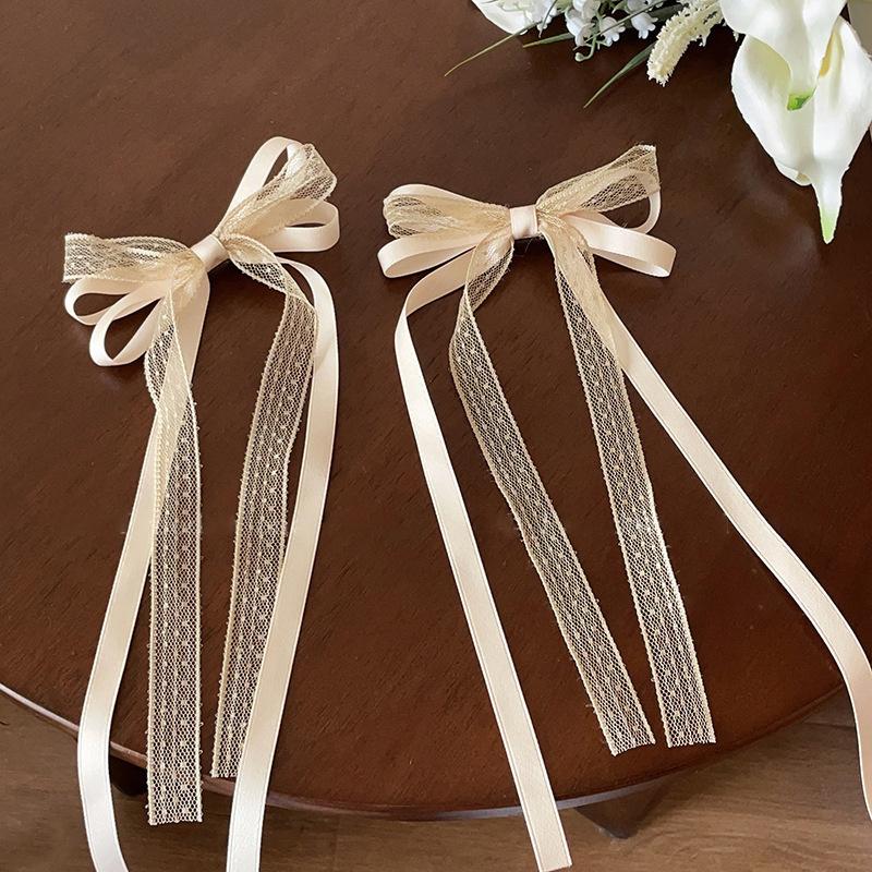 

2 шт. корейские кружевные заколки-банты для волос, трендовые длинные ленточные шпильки, заколки, повязки на голову для женщин и девочек, аксессуары для волос, свадебные украшения белый