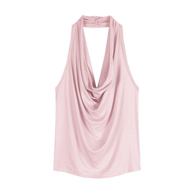 Pure Desire Spicy Girl Halter T-Shirt - Slim, Sexy, Low-Cut, Sleeveless for Women, Summer Trend