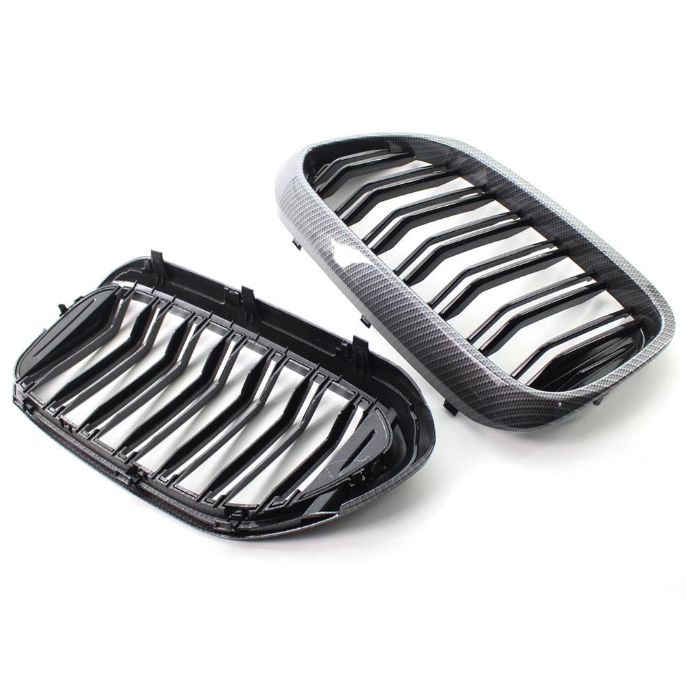 Carbon Fiber Front Bumper Grill For BMW 5 Series M5 G30 G31 520i 530i 540i ABS 2-Slat Gloss Black Front Kidney Grille Matte