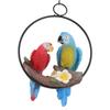 Garden Iron Ring Parrot Pendant Resin Bird Model Crafts Courtyard Balcony Decorations Small Red Blue Macaw