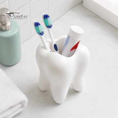 Pour Nettoyer Porte-Brosse à Dents Porte-Brosse à Dents, Organisateur de Rangement Forme Dentaire Imprimé en 3D, Grande Capacité Bouche Large Stylo pour Salle de Bain Bureau