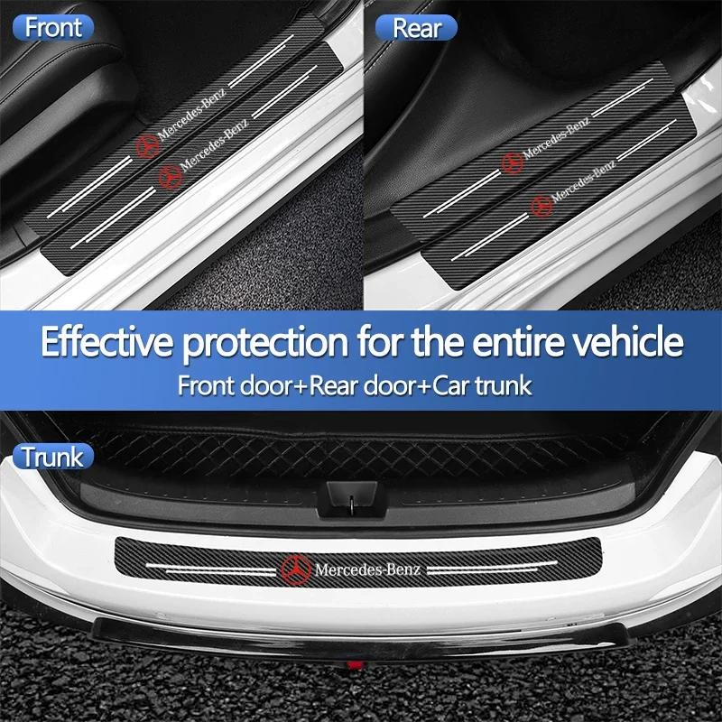 GLC GLB Car Luminous Threshold Protect Auto Emblem Sticker Accessories For Mercedes Benz AMG Brabus Smart Maybach W204 GLC CLA