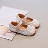 Spring Autumn Pink Beige Party Kids Shoes for Girl Soft Bottom Anti-slippery Princess Shoes Bling Wedding Bridesmaid Shoe I09189