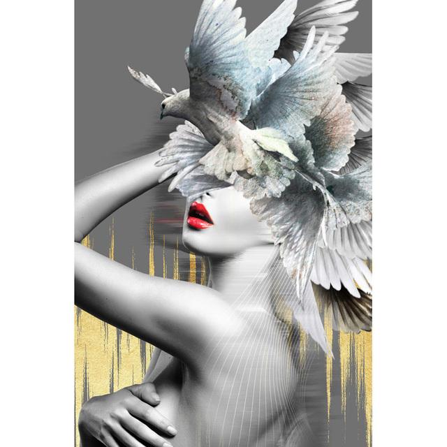 Moderne jenter med blomster på hodet Lerretsmaling Nordisk gang Veggkunstplakater Utskrifter til stuen Hjemmeinnredning uten ramme