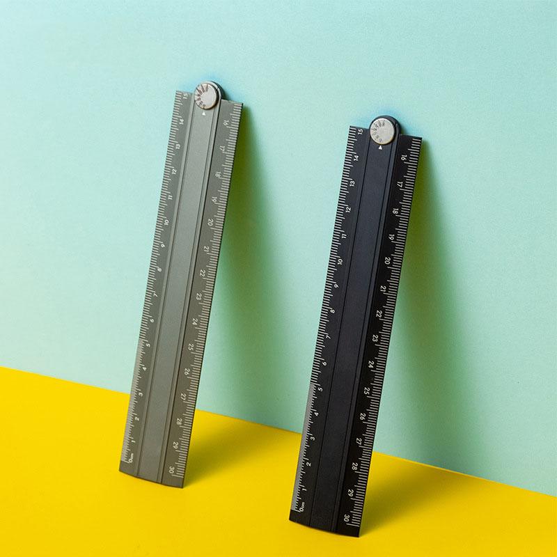 Aluminum Folding Ruler 30cm Multi-functional Metal Measuring Tool Compact Drawing Carpentry DIY Ruler Easy Storage for Children