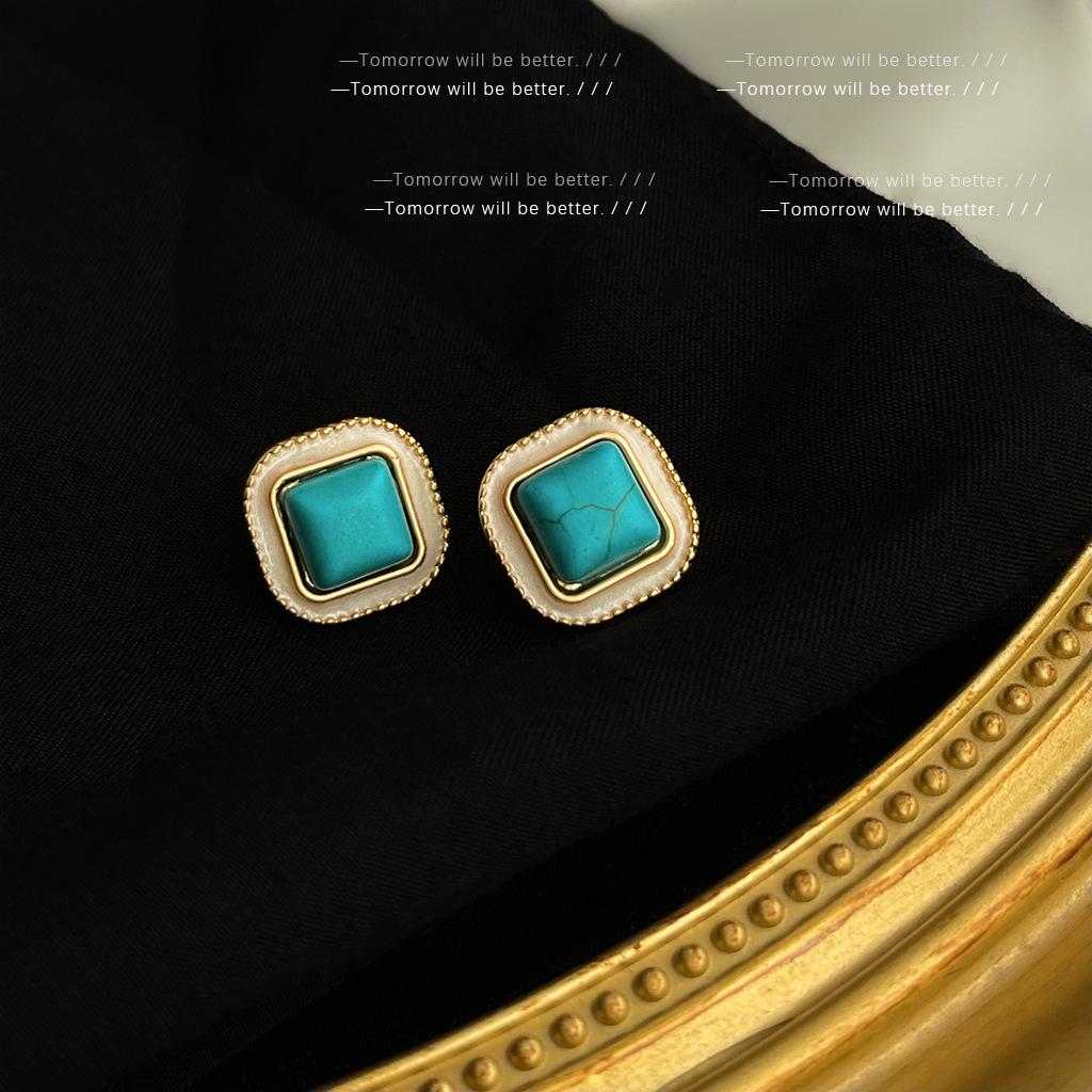 Vintage tyrkysové náušnice pro ženy, módní, lehký luxusní, starožitný styl, těžký průmysl, špičkové náušnice