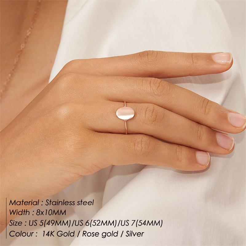 eManco Women's Gold-Plated Stainless Steel Geometric Oval Ring