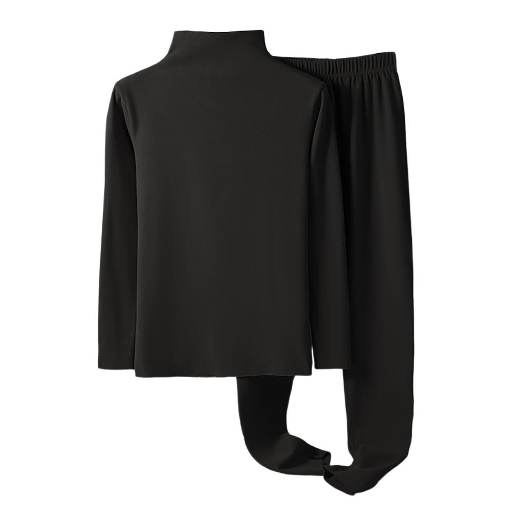 Ladies' Casual And Comfortable Long Sleeved Solid Color With Thick Velvet Sleepwear And Warm Pants Plus Size Set
