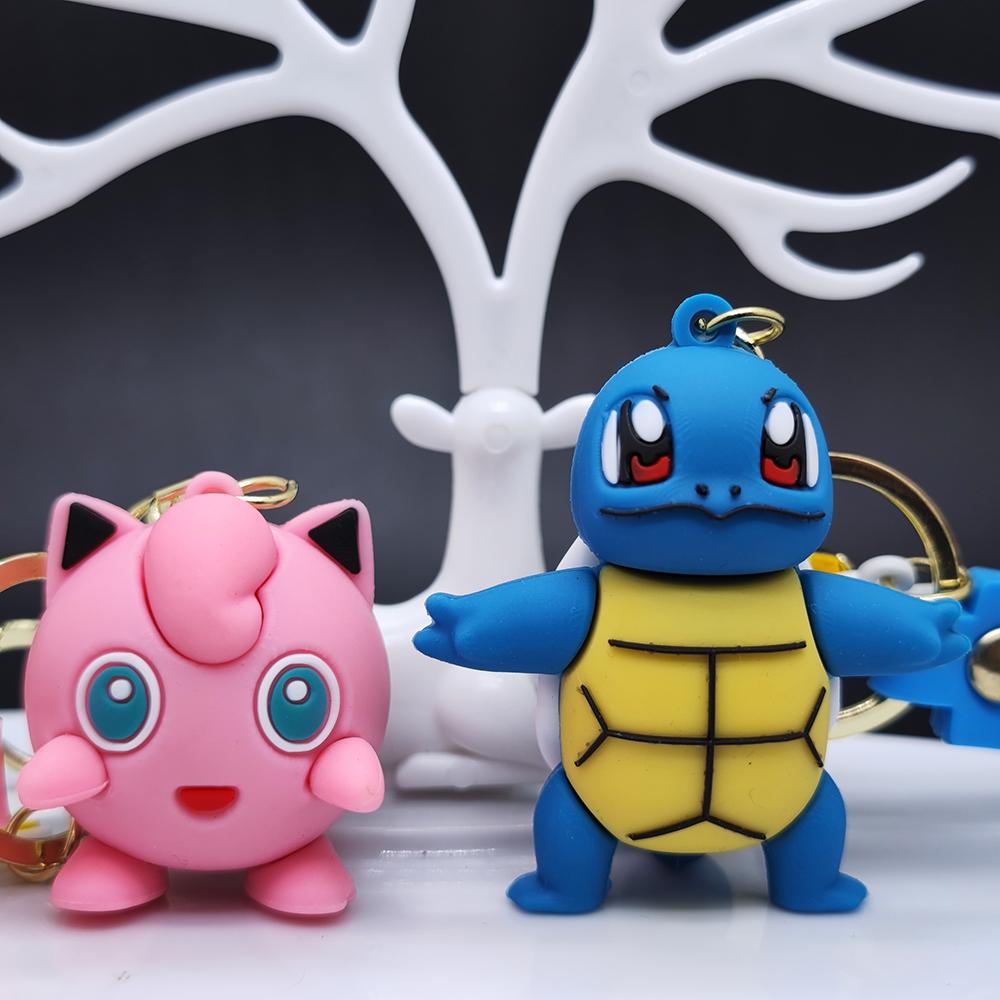 Anime New Pokemon Pikachu Psyduck Gengar Keychain Fashion Jewelry Resin Action Figures PVC Key Ring Bag Pendant