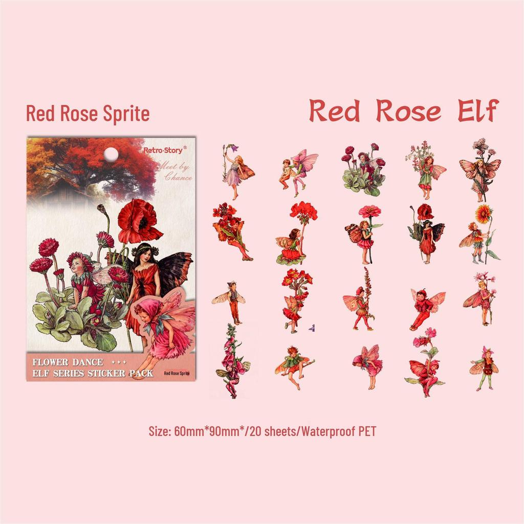RetroStoryPET Bloemenspookje Stickers: Retro Journal & Collage Decoratie