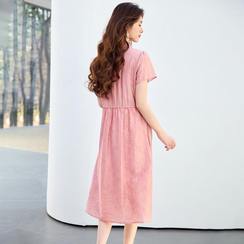 Sanpowa Elegantes Chinesisches Stil V-Ausschnitt A-Linie Midi-Kleid