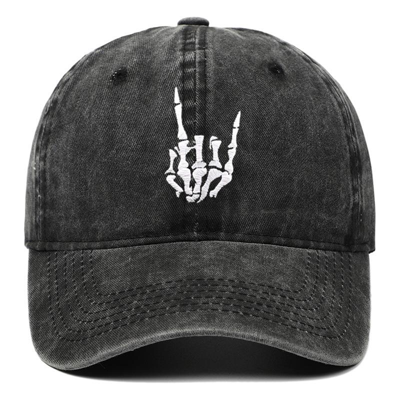 Embroidery Skeleton Hand Pattern Cotton Baseball Cap Low Profile Snap Back Trucker Dad Hat for Men And Women