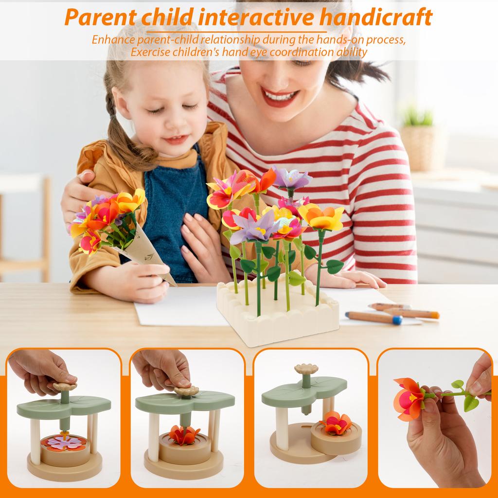 Handmade DIY Simulation Bouquet Set Embossing Machine Toys DIY Flower Craft Kit Parent Child Interactive Puzzle Toys Girls Gifts