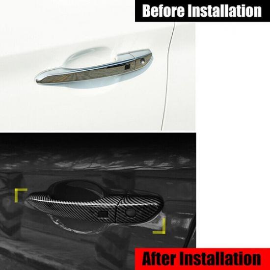 For Hyundai Kona 18-22 Carbon Fiber ABS Side Door Handle Molding Cover Car Trim
